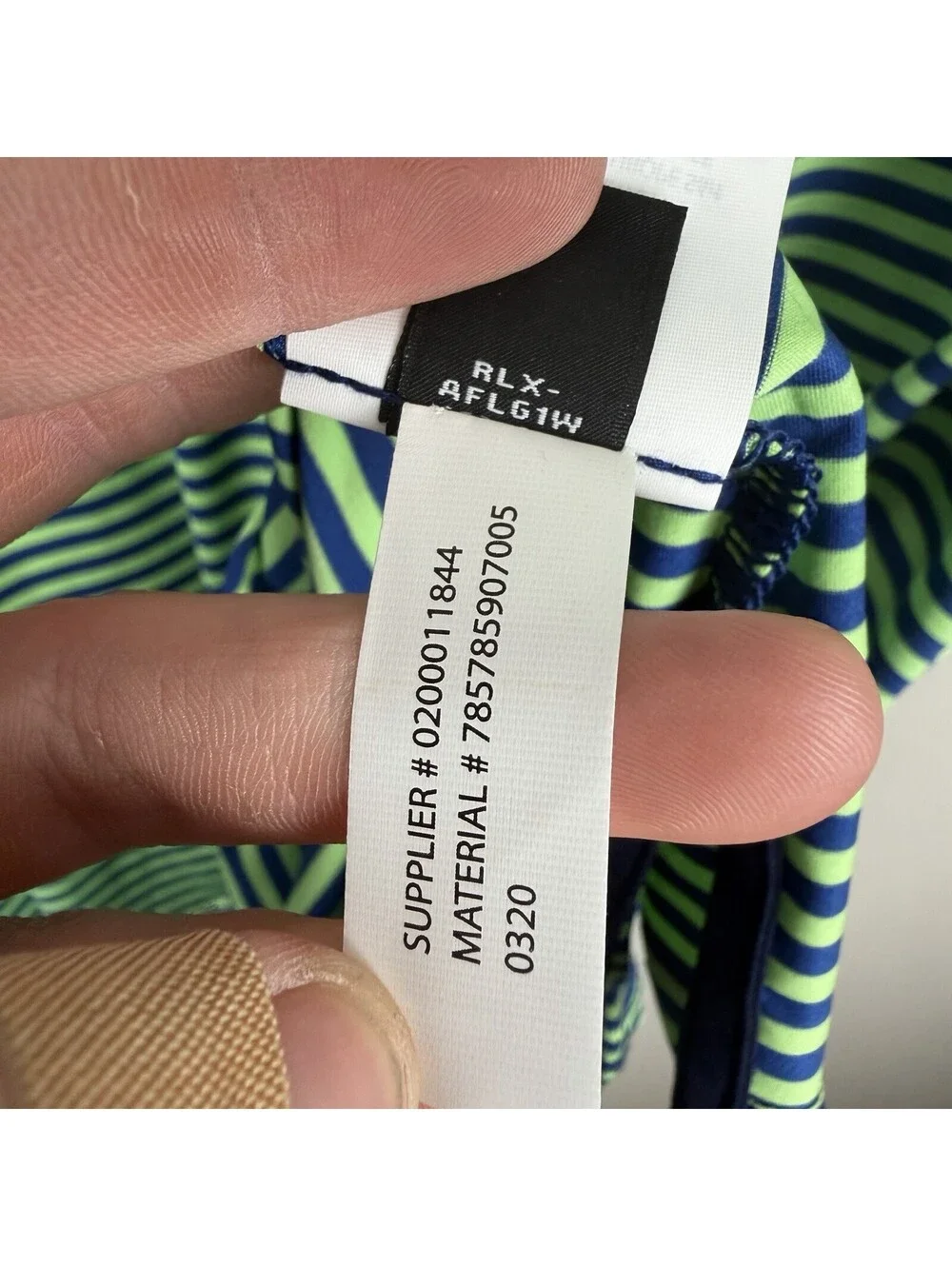 RLX Ralph Lauren Golf Polo Shirt XL Lime Green Blue Striped Wicking AFLG1W